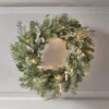50cm Weihnachtskranz weiße Beeren mit Beleuchtung
