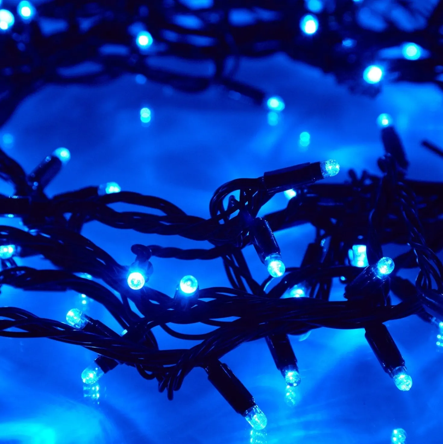 Core Connect 10m 100er LED Lichterkette blau koppelbar grünes Kabel