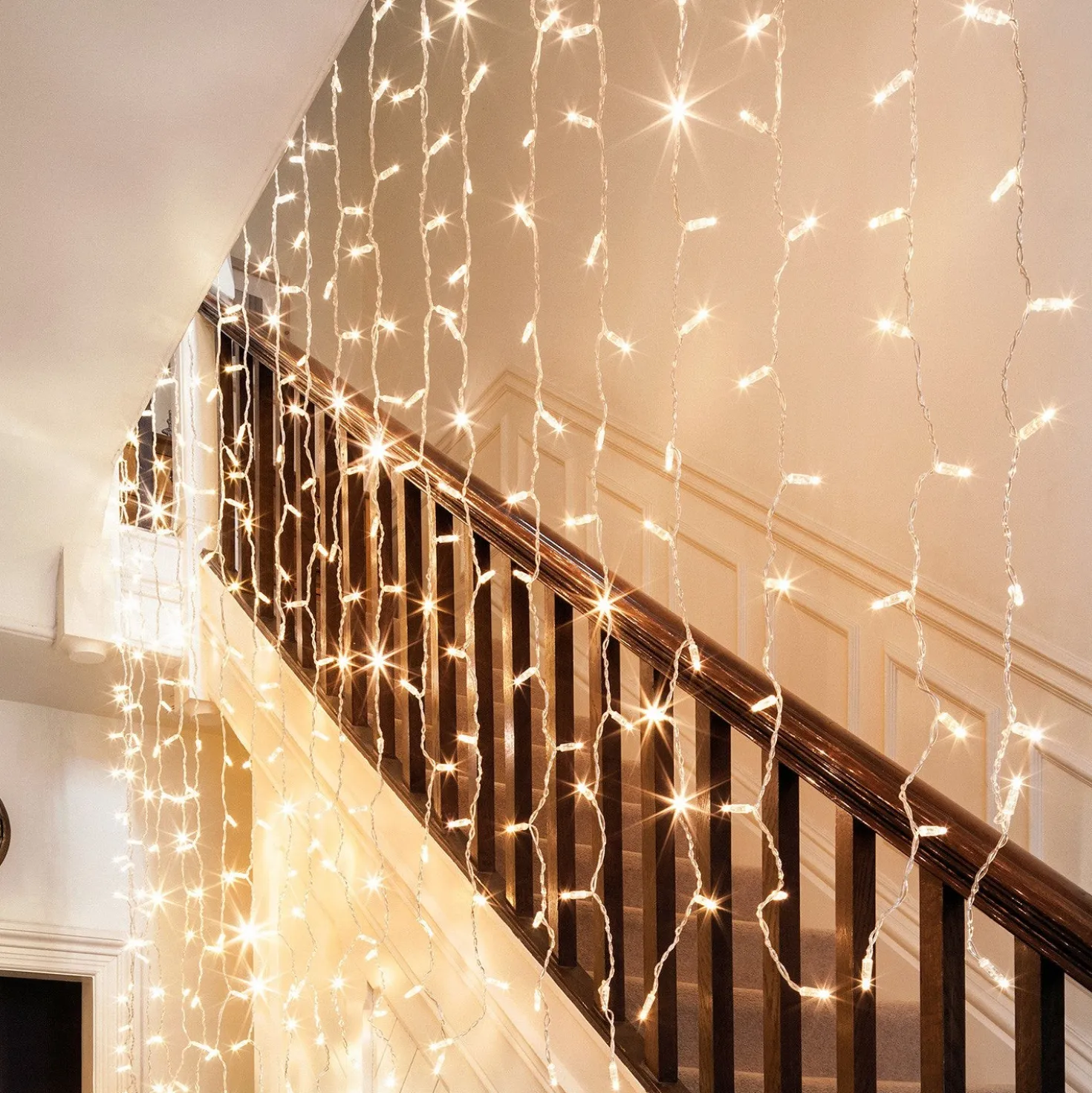 Core Connect 2m x 3m 288er LED Lichtervorhang warmweiß koppelbar transparentes Kabel
