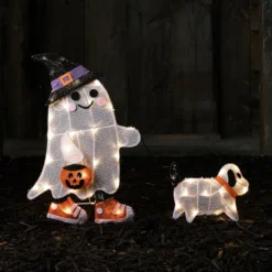 2D LED Figur Gustav gassigehender Geist mit Hund