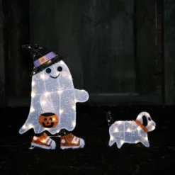 2D LED Figur Gustav gassigehender Geist mit Hund