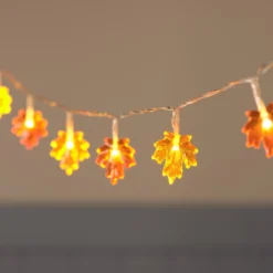 20er Ahornblatt LED-Lichterkette mit Timer Orange