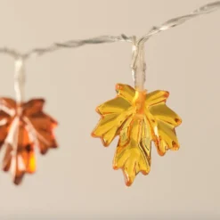 20er Ahornblatt LED-Lichterkette mit Timer Orange