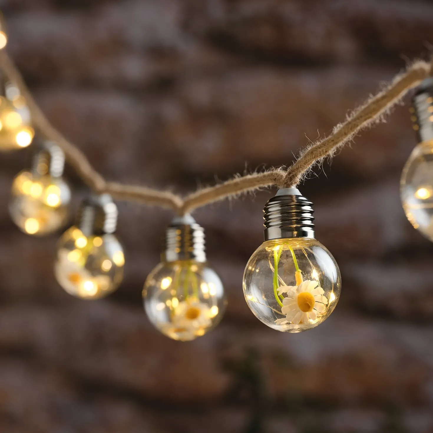 10er batteriebetriebene LED-Lichterkette mit Blumen in warmweißen Glühbirnen