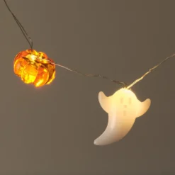 20er Halloween LED-Mikro-Lichterkette Geister & Kürbisse mit Timer