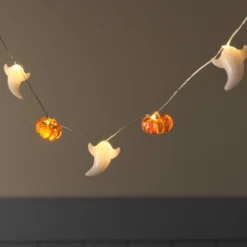 20er Halloween LED-Mikro-Lichterkette Geister & Kürbisse mit Timer