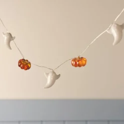 20er Halloween LED-Mikro-Lichterkette Geister & Kürbisse mit Timer