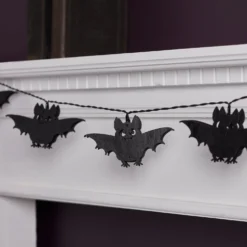10er Halloween Lichterkette Fledermäuse aus Holz