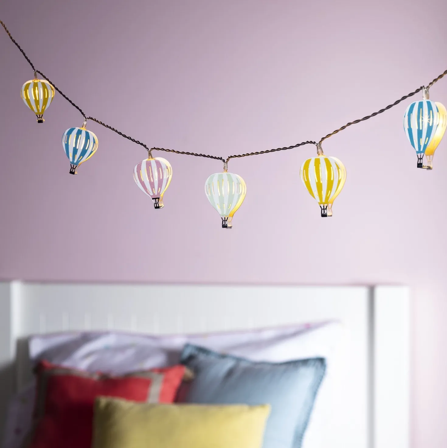 12er Heißluftballons Lichterkette Kinderzimmer
