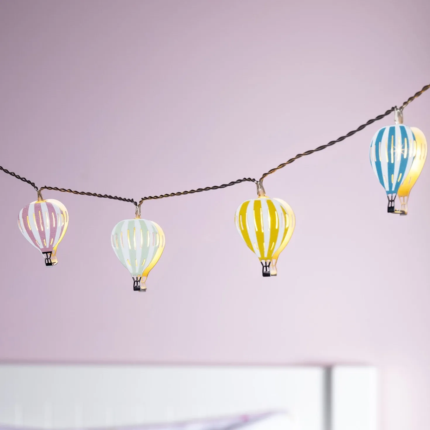 12er Heißluftballons Lichterkette Kinderzimmer