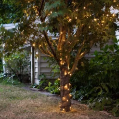 200er LED Batterie Außenlichterkette warmweiß grünes Kabel
