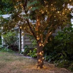 200er LED Batterie Außenlichterkette warmweiß transparentes Kabel
