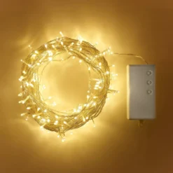 200er LED Batterie Außenlichterkette warmweiß transparentes Kabel