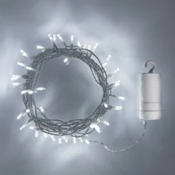 100er LED Batterie Lichterkette Außen weiß transparentes Kabel