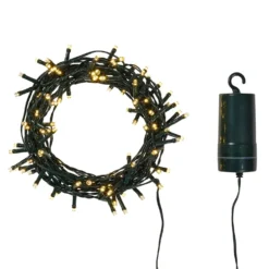 100er LED Batterie Lichterkette Außen warmweiß grünes Kabel