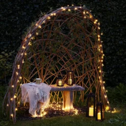 100er LED Batterie Lichterkette Außen warmweiß grünes Kabel