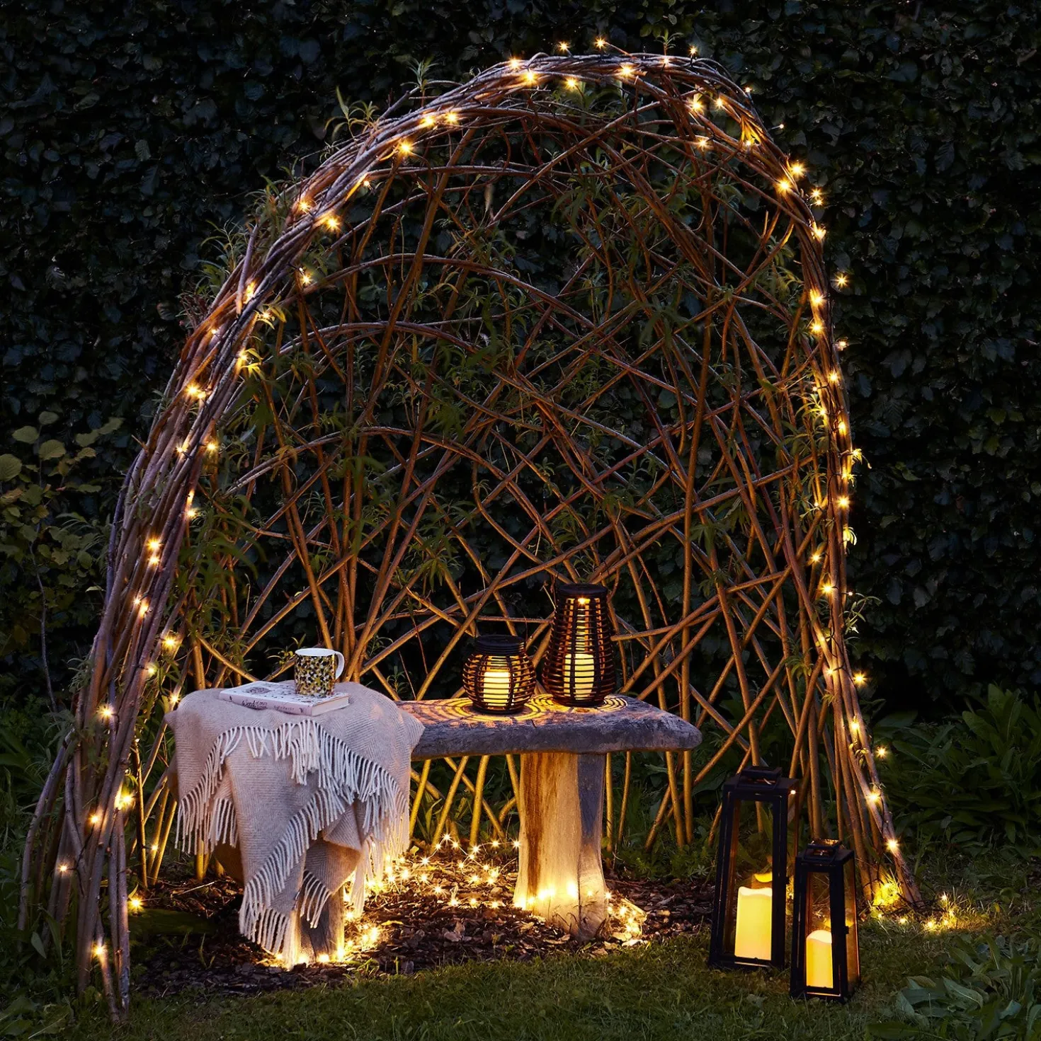 100er LED Batterie Lichterkette Außen warmweiß grünes Kabel