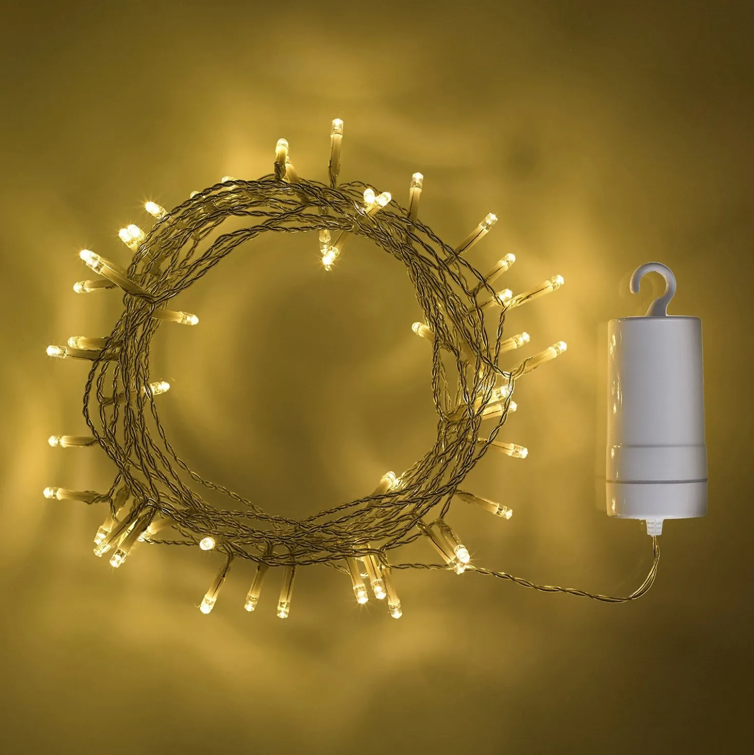 50er LED Batterie Lichterkette Außen warmweiß transparentes Kabel