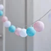 20er LED Cotton Ball Lichterkette Batterie pastell