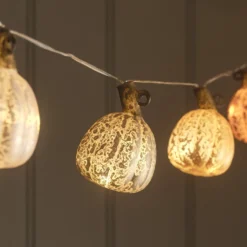 8er LED Kürbis Lichterkette aus Glas