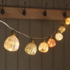 8er LED Kürbis Lichterkette aus Glas