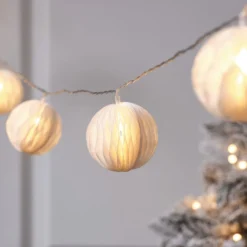 10er LED Lampion Lichterkette Bälle aus Papier