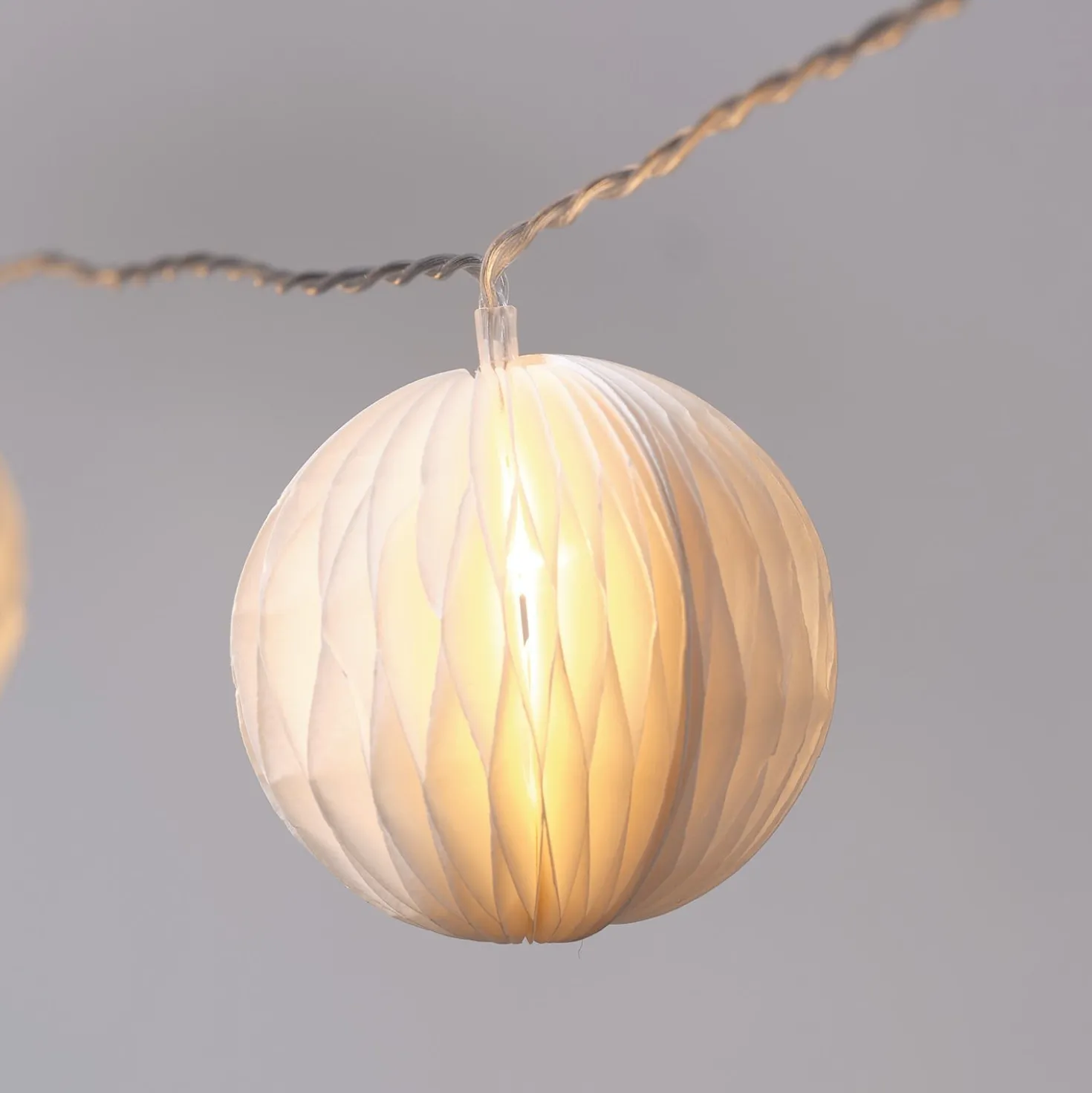 10er LED Lampion Lichterkette Bälle aus Papier