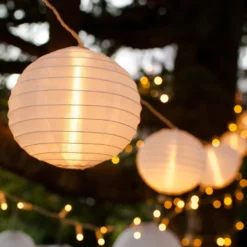 10er LED Lampion Lichterkette warmweiß