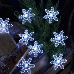 20er LED Lichterkette außen Schneeflocken weiß