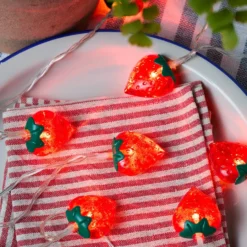 10er LED Lichterkette Erdbeeren Batteriebetrieb