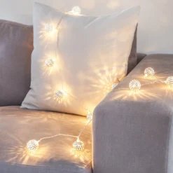 16er LED Lichterkette Marokkanische Kugeln silber 24V