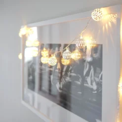 16er LED Lichterkette Marokkanische Kugeln silber 24V