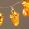 10er LED-Lichterkette mit Glas-Eicheln & Timer in Bernstein & Warmweiß