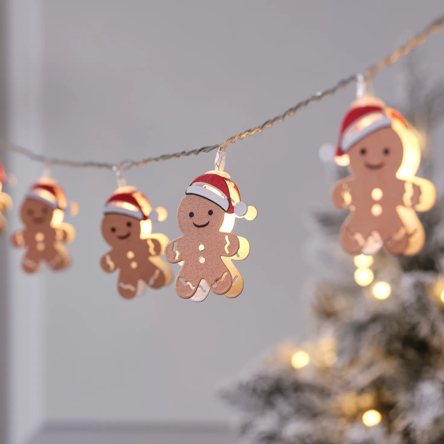 10er LED-Lichterkette mit Lebkuchenmännchen