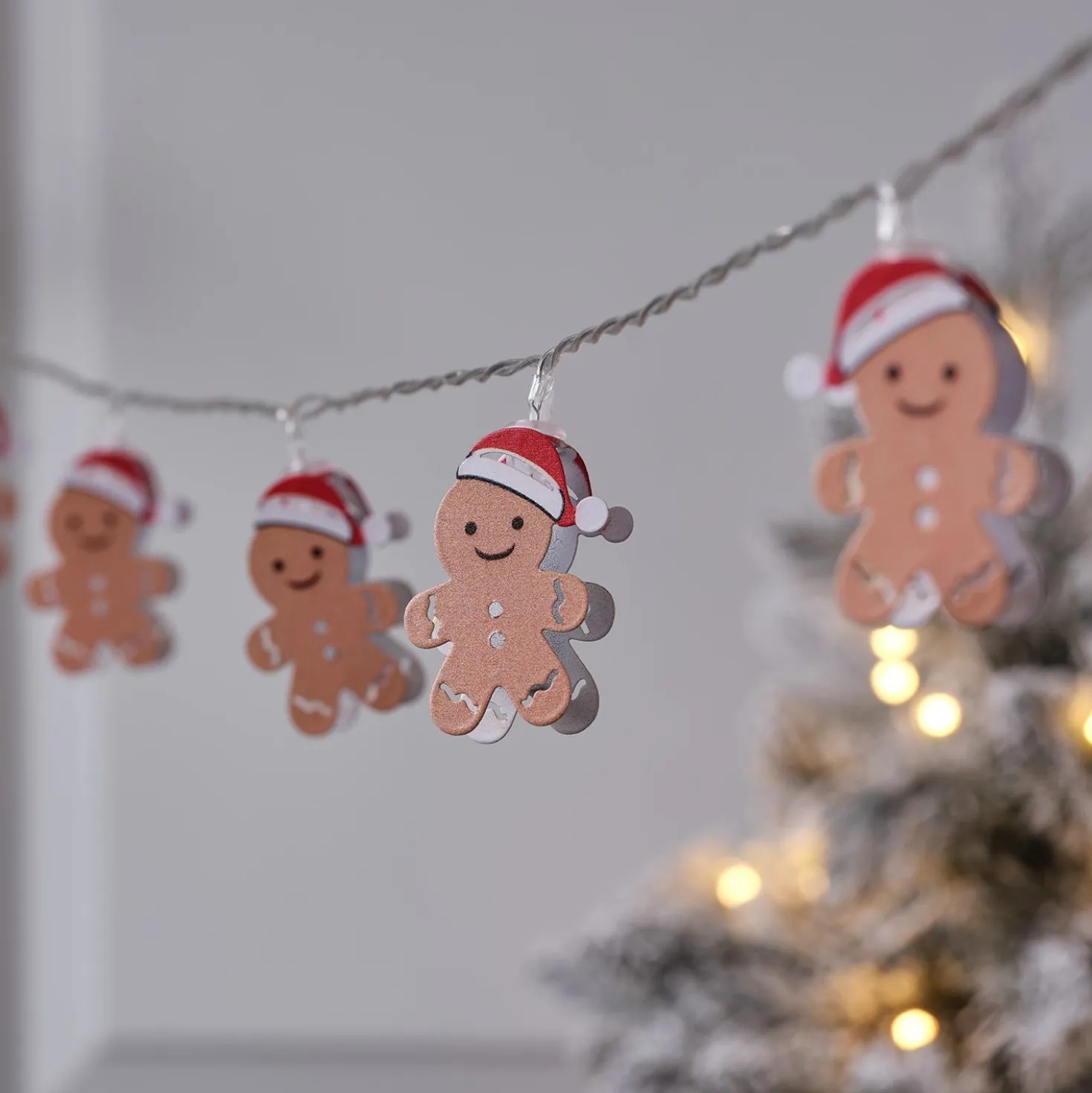 10er LED-Lichterkette mit Lebkuchenmännchen