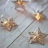10er LED Lichterkette silberne Sterne batteriebetrieben
