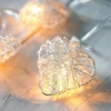 10er LED Lichterkette silberne Herzen aus Draht Batterie