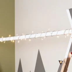 50er LED Lichterkette warmweiß transparentes Kabel
