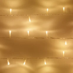 50er LED Lichterkette warmweiß transparentes Kabel