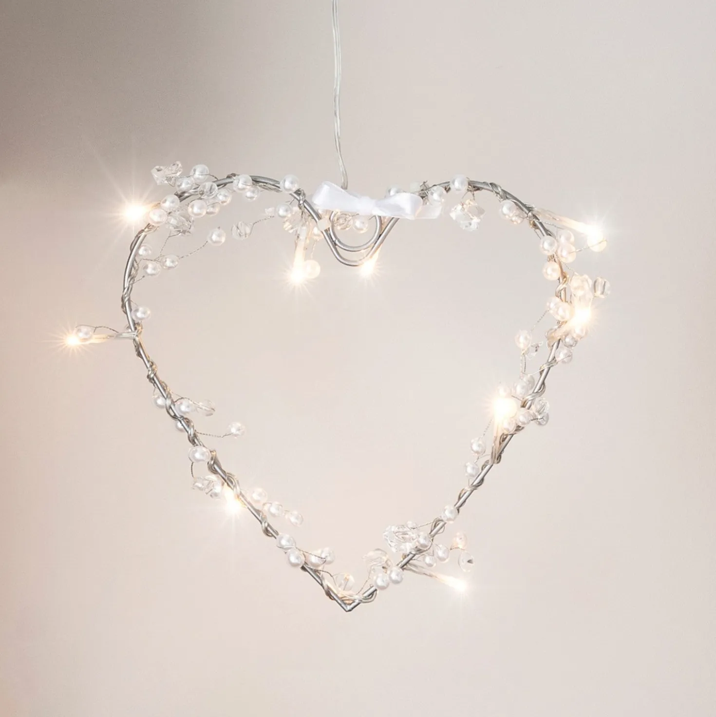10er LED Lichterkranz Herz warmweiß batteriebetrieben