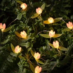 20er LED Micro Lichterkette außen pinke Rosen
