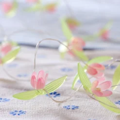 20er LED Micro Lichterkette außen pinke Rosen