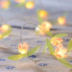 20er LED Micro Lichterkette außen pinke Rosen