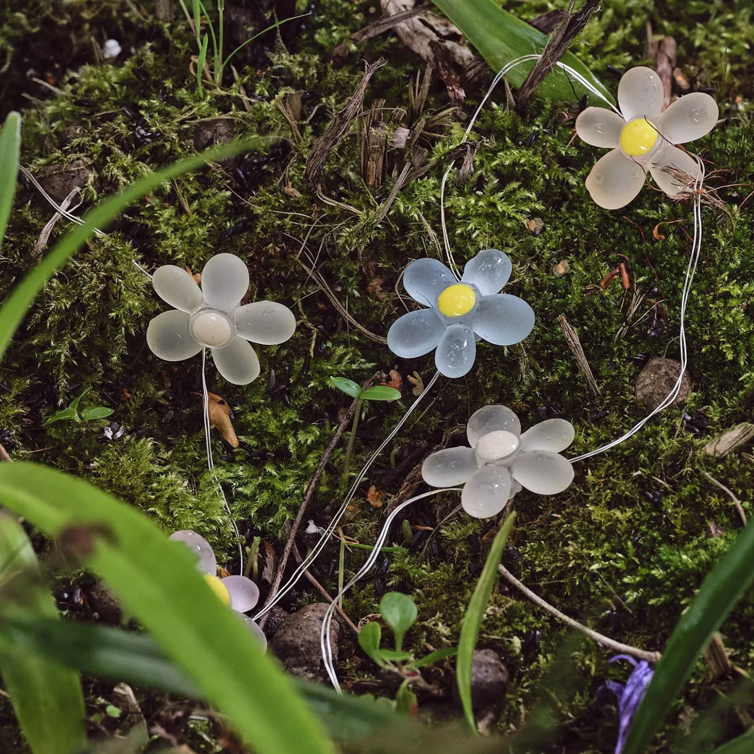 20er LED Micro Lichterkette außen Gänseblümchen