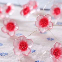 20er LED Micro Lichterkette außen pinke Kirschblüten