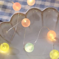 20er LED Micro Lichterkette bunte pastell Kugeln