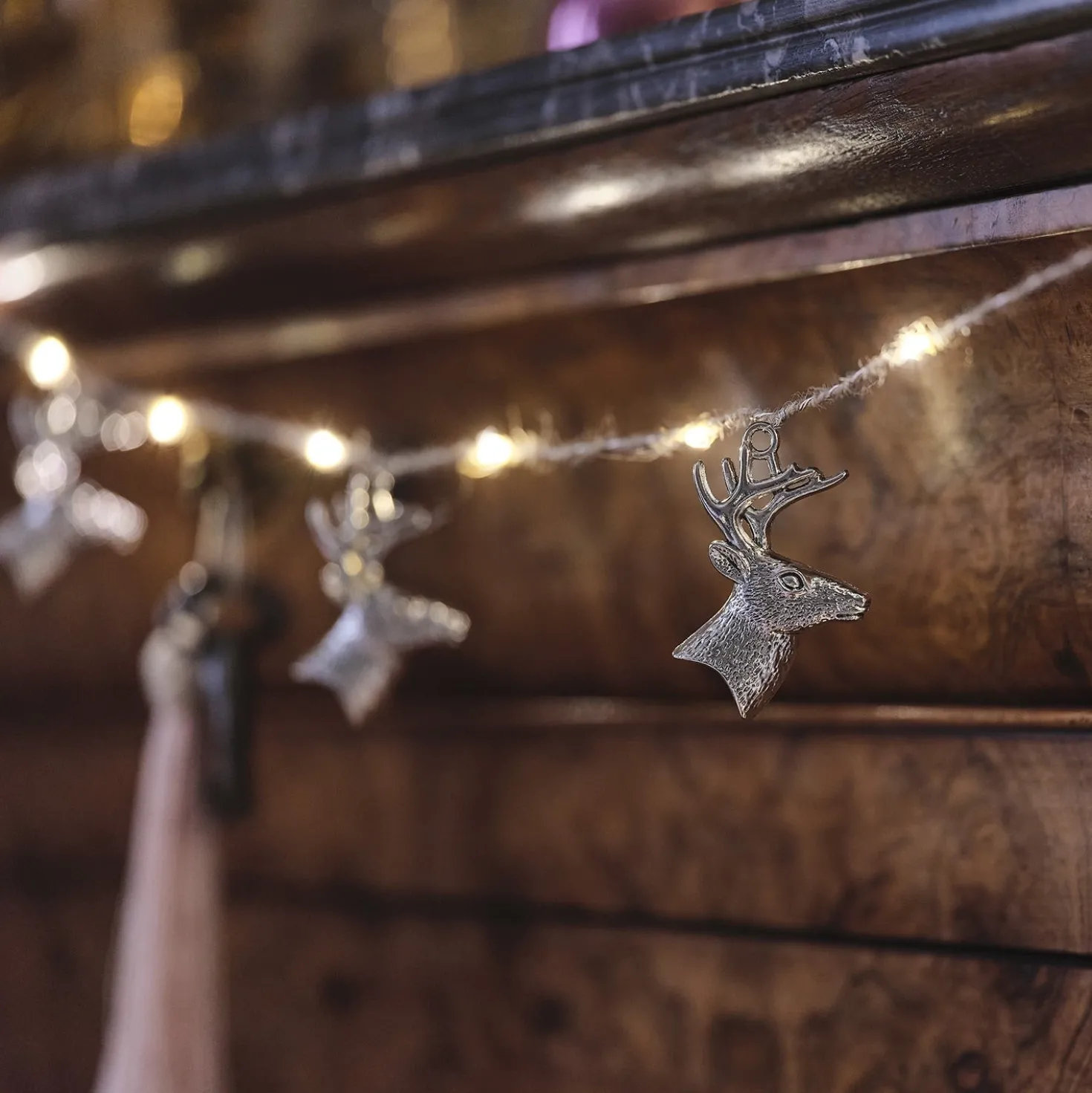 10er LED-Mikro-Weihnachtslichterkette Rentiere