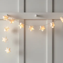 10er LED Papier Stern Lichterkette Batterie