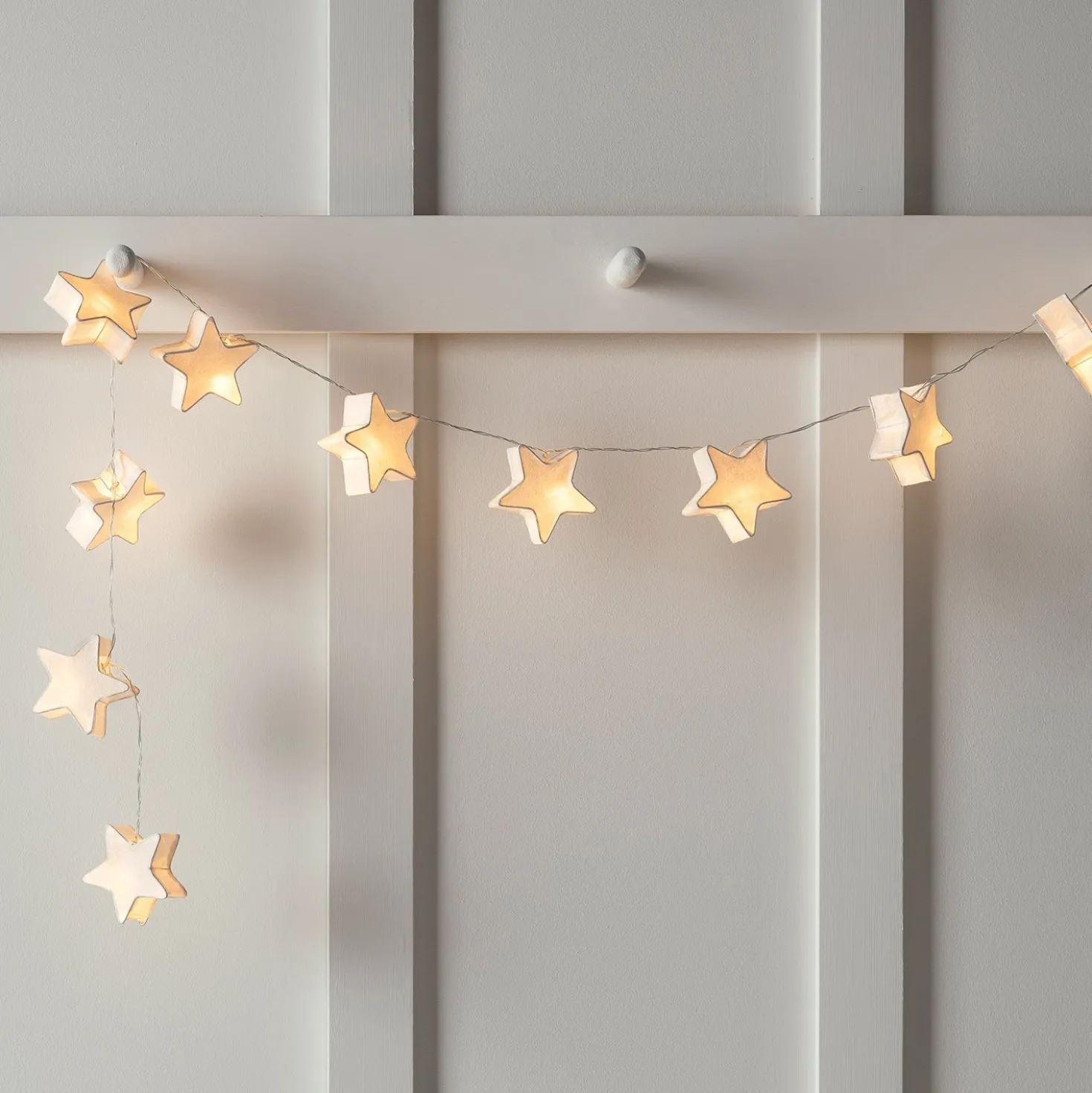 10er LED Papier Stern Lichterkette Batterie