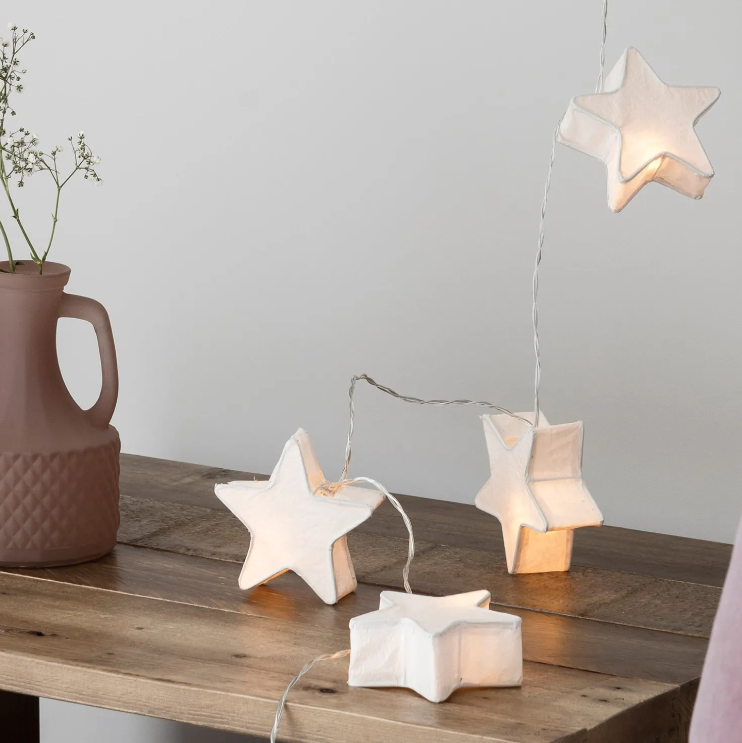 10er LED Papier Stern Lichterkette Batterie